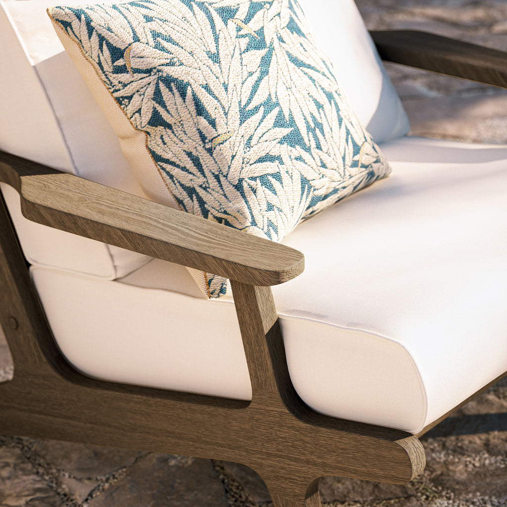 Saratoga Outdoor Patio Teak Wood Armchair - Weathered Gray White