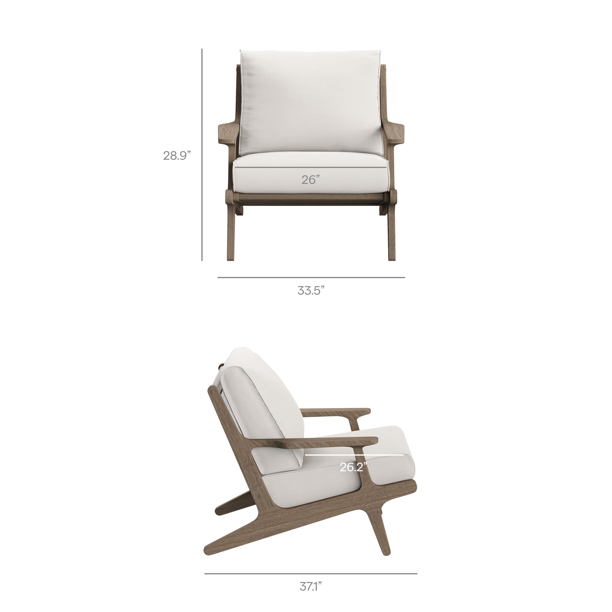 Saratoga Outdoor Patio Teak Wood Armchair - Weathered Gray White