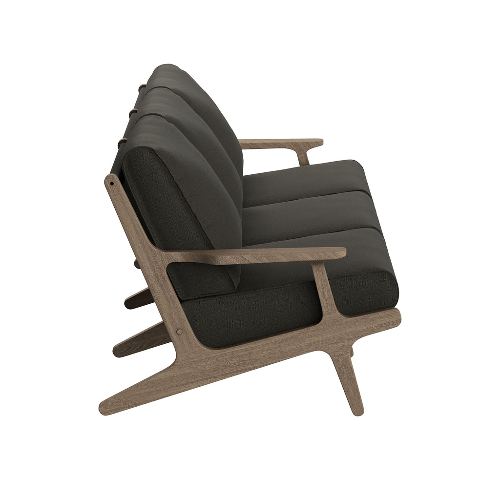 Saratoga Outdoor Patio Teak Sofa - Weathered Gray Flint