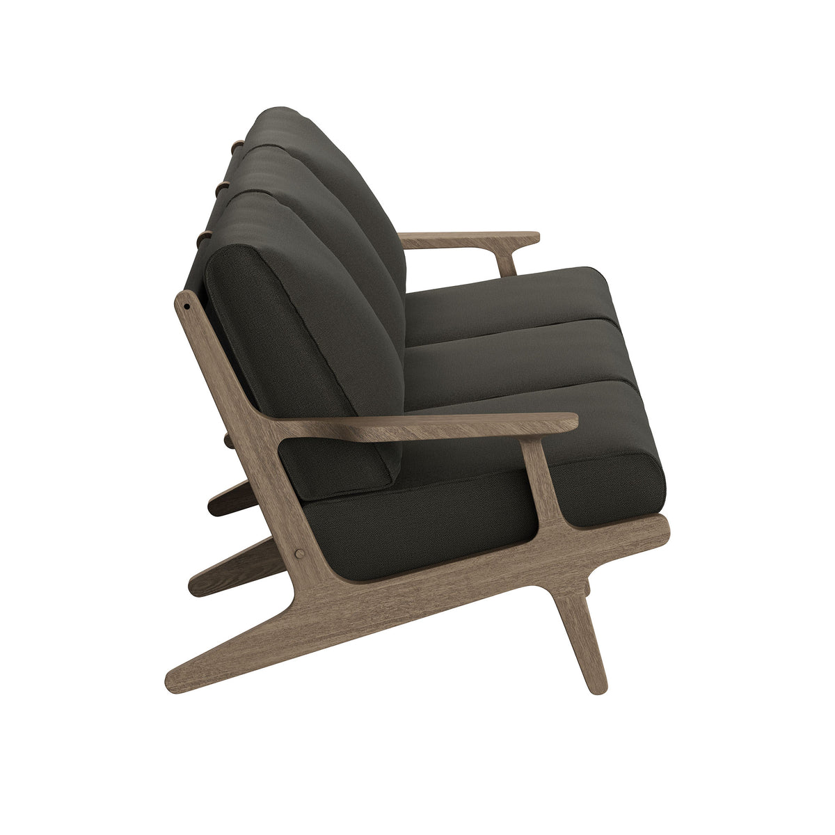 Saratoga Outdoor Patio Teak Sofa - Weathered Gray Flint
