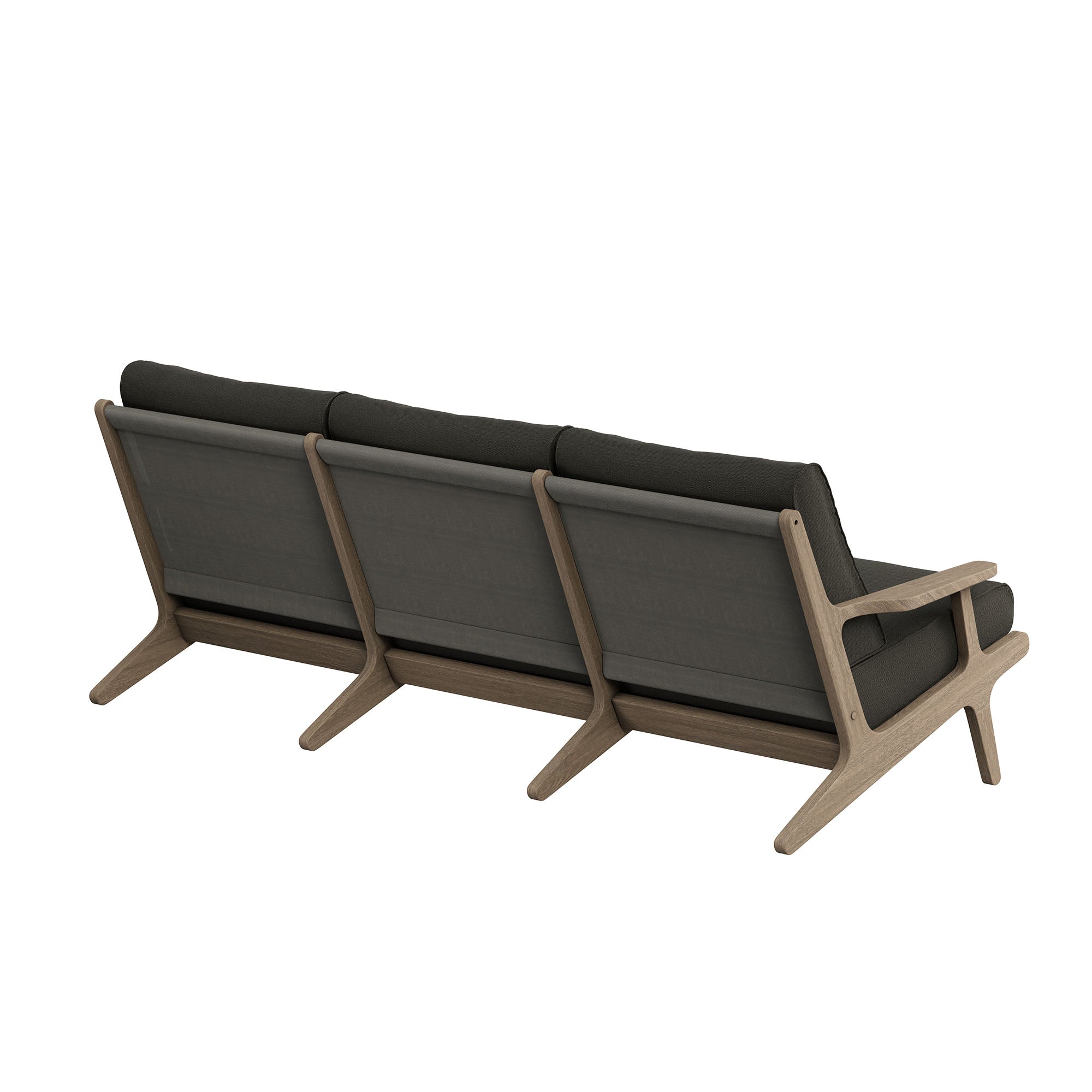 Saratoga Outdoor Patio Teak Sofa - Weathered Gray Flint