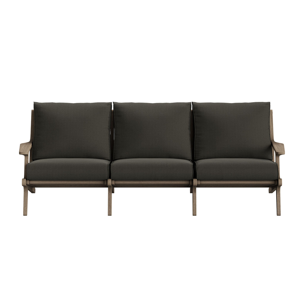 Saratoga Outdoor Patio Teak Sofa - Weathered Gray Flint