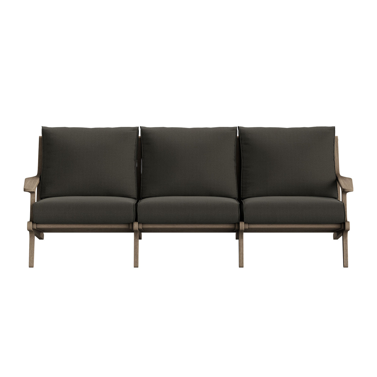 Saratoga Outdoor Patio Teak Sofa - Weathered Gray Flint