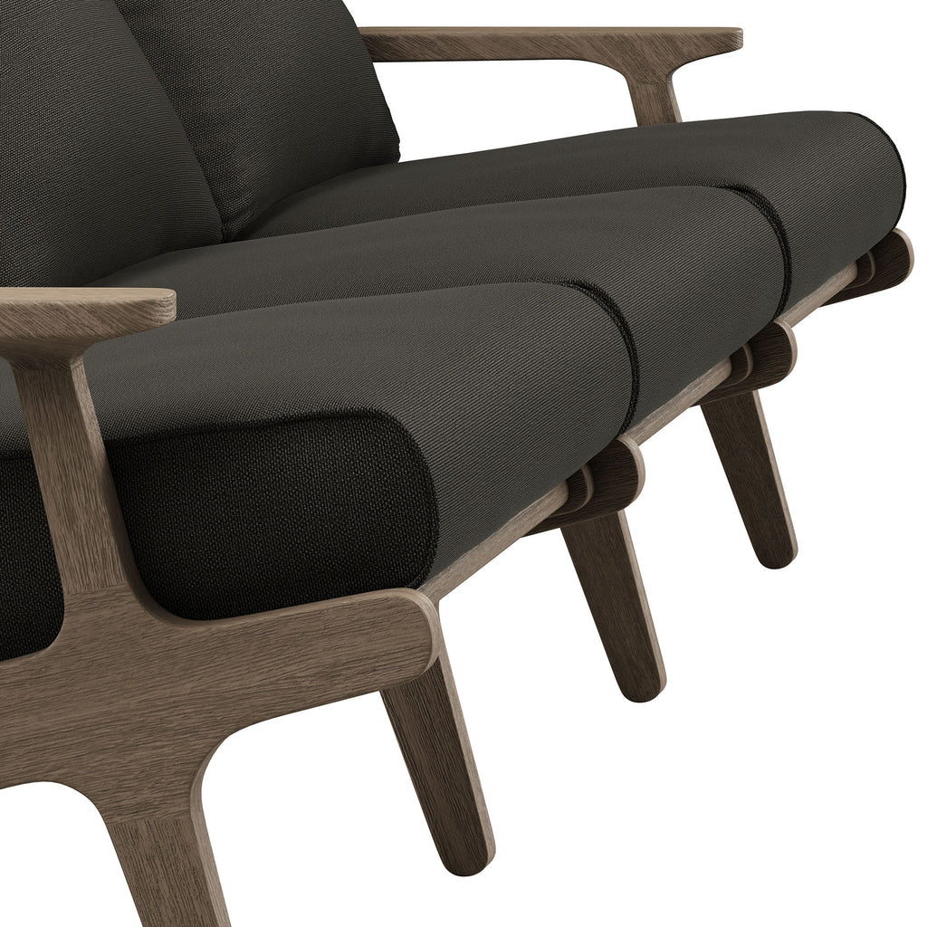 Saratoga Outdoor Patio Teak Sofa - Weathered Gray Flint