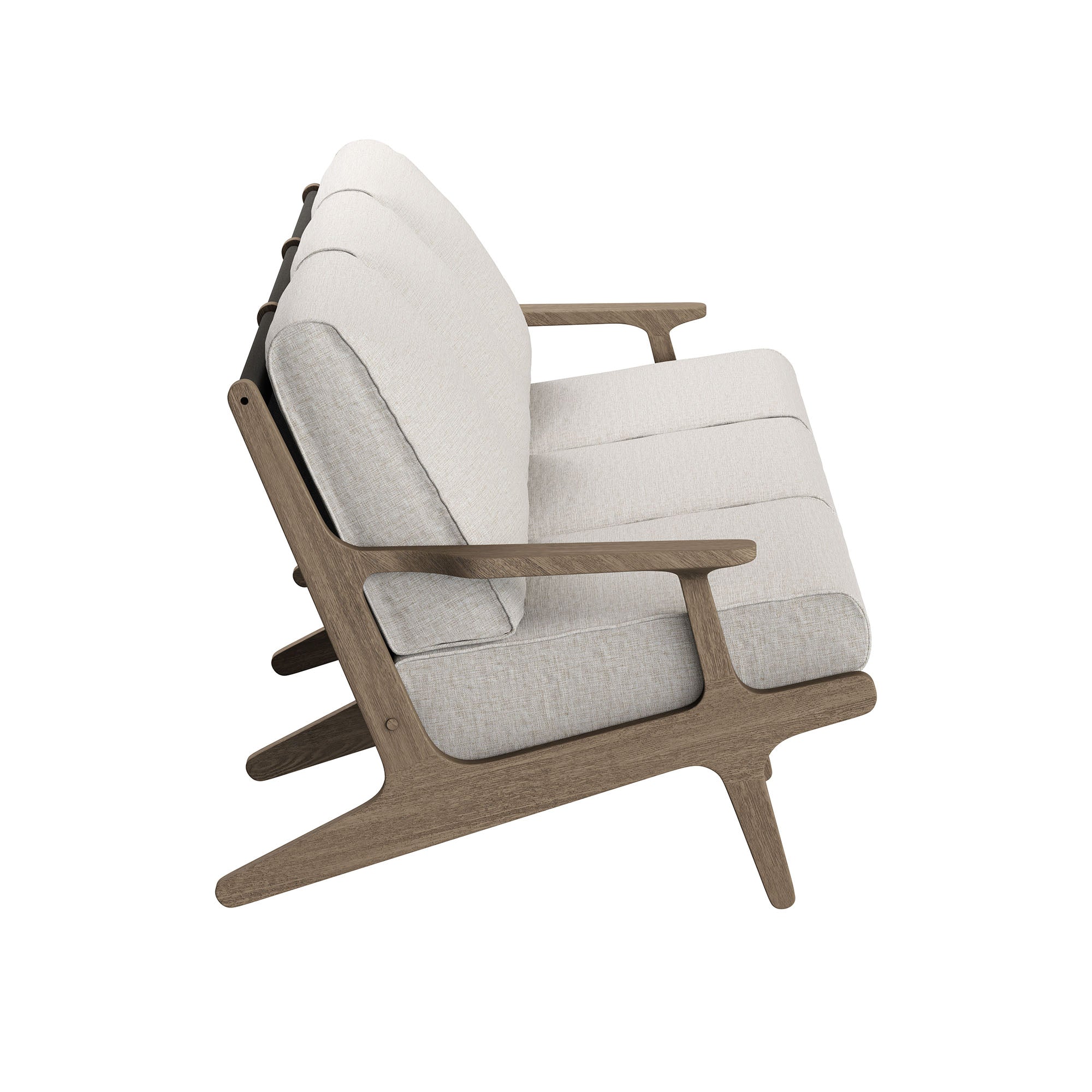 Saratoga Outdoor Patio Teak Sofa - Weathered Gray Pebble