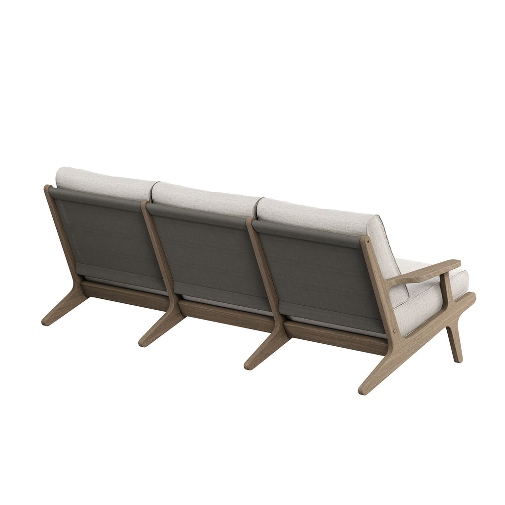 Saratoga Outdoor Patio Teak Sofa - Weathered Gray Pebble