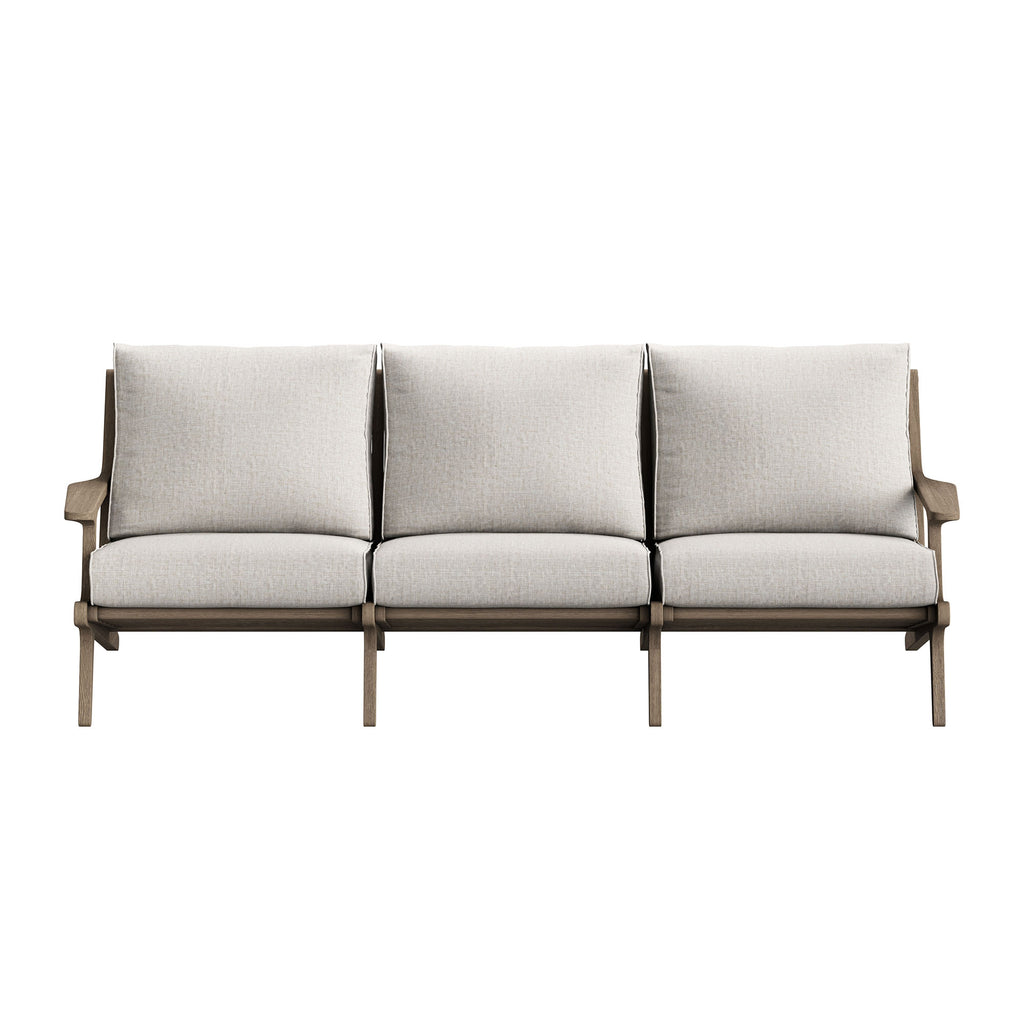 Saratoga Outdoor Patio Teak Sofa - Weathered Gray Pebble