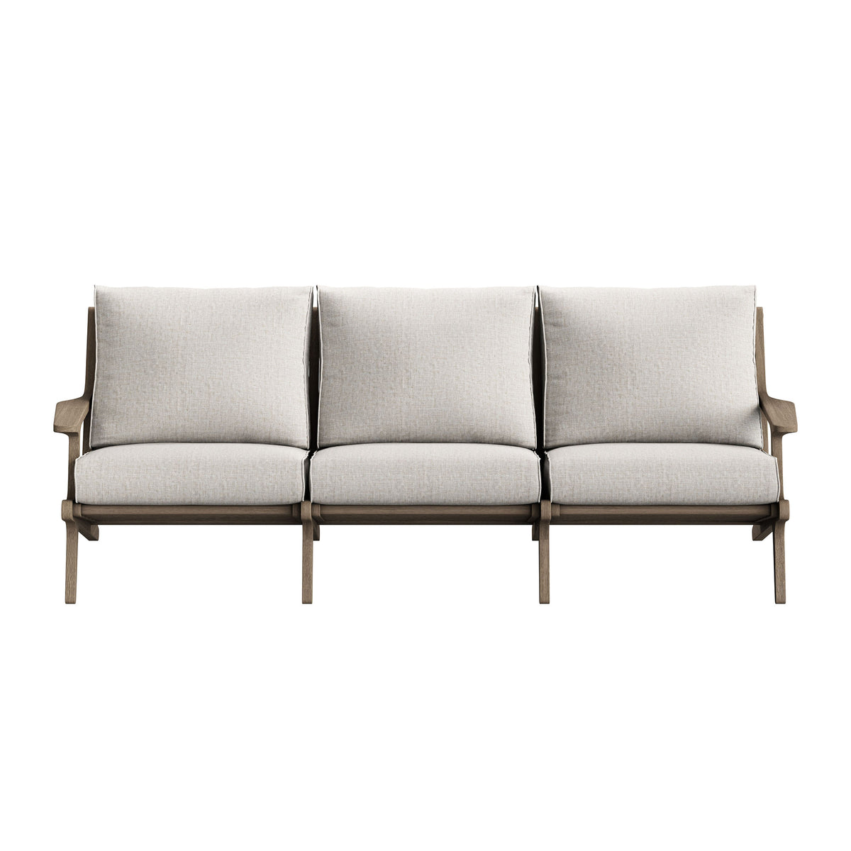 Saratoga Outdoor Patio Teak Sofa - Weathered Gray Pebble