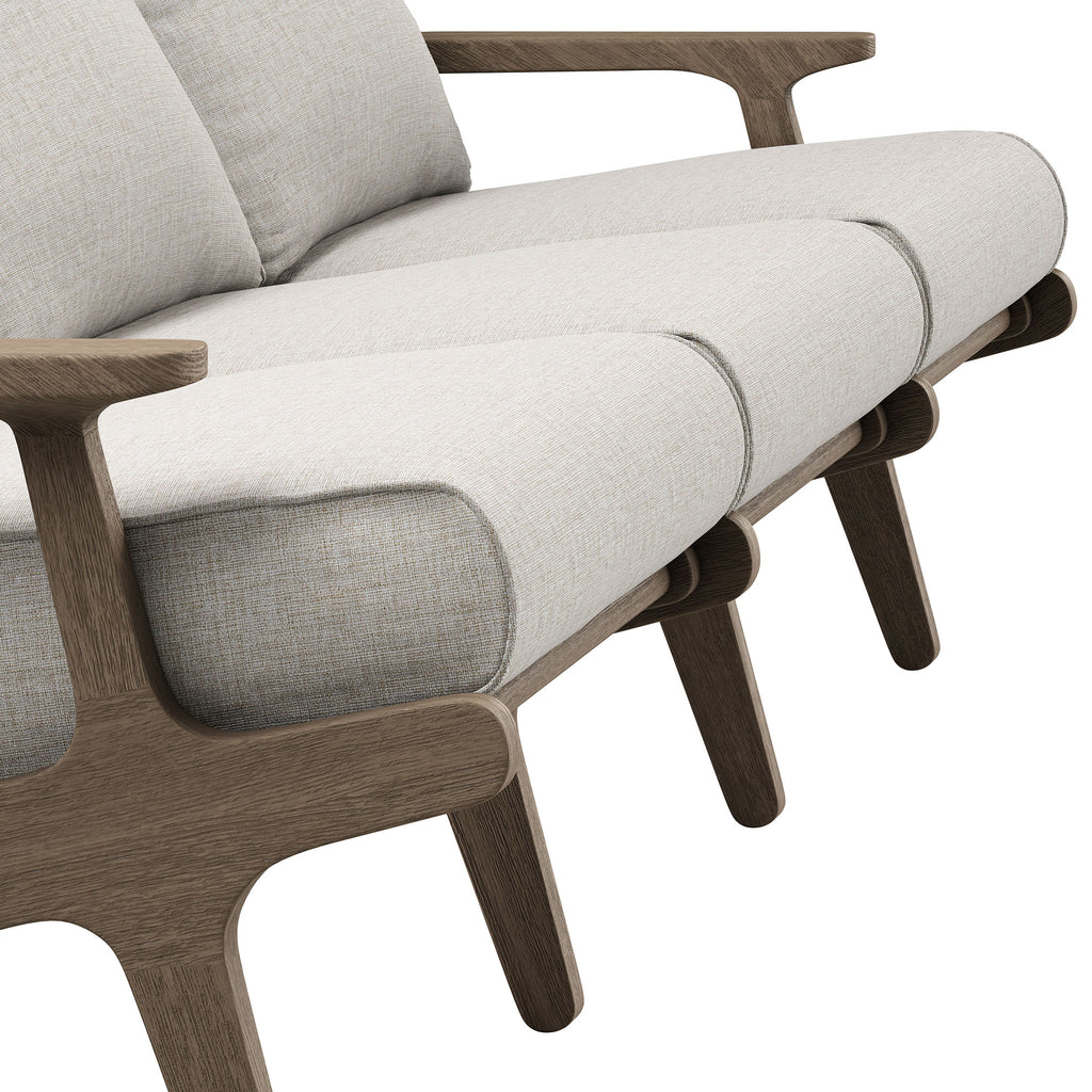 Saratoga Outdoor Patio Teak Sofa - Weathered Gray Pebble