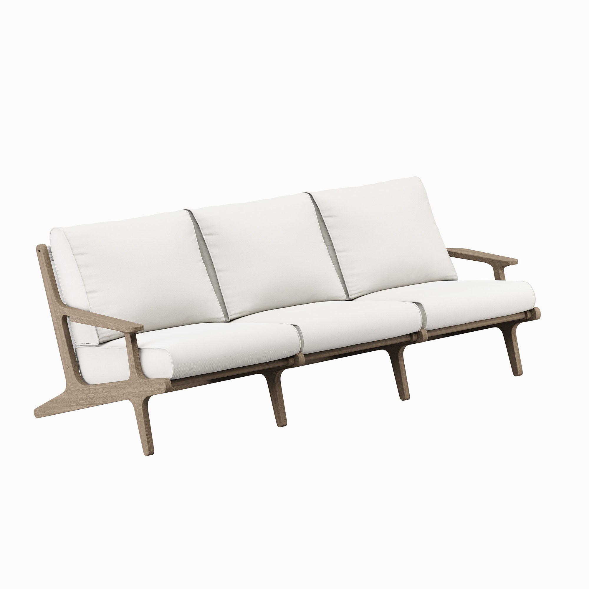 Saratoga Outdoor Patio Teak Sofa - Weathered Gray White