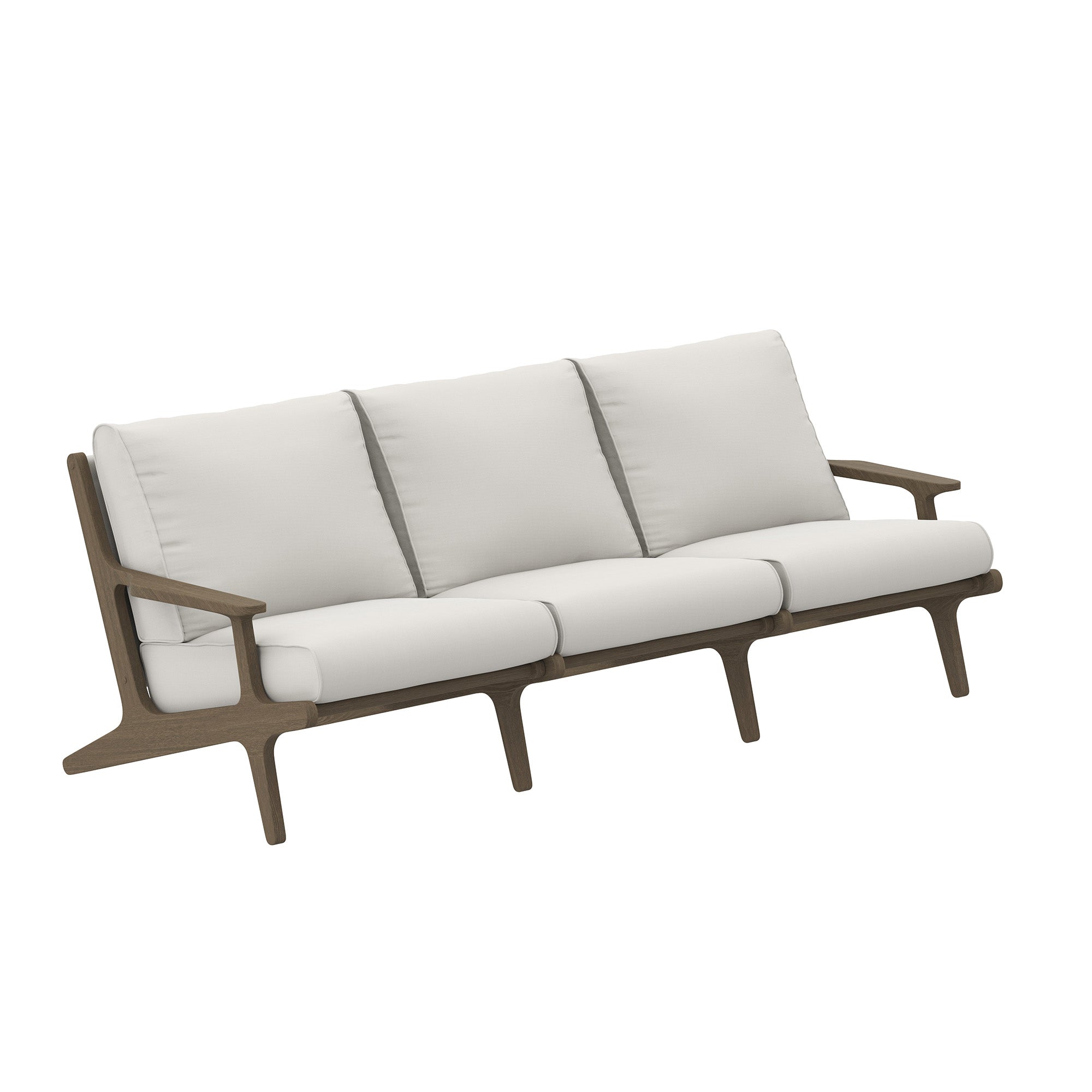 Saratoga 4-Piece Outdoor Patio Teak Wood Furniture Set - Weathered Gray White (Sofa, 2 Armchairs, Coffee Table)