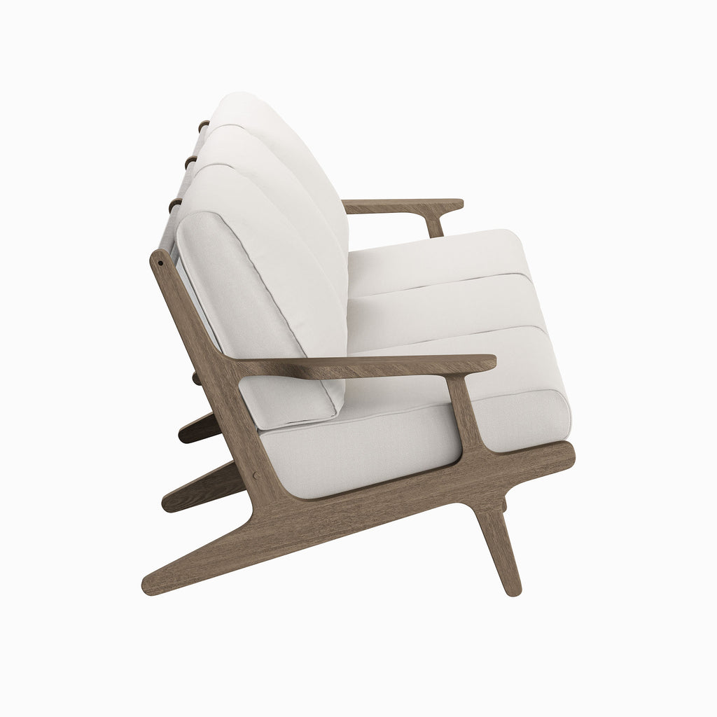 Saratoga Outdoor Patio Teak Sofa - Weathered Gray White