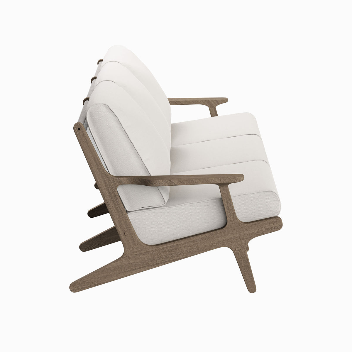 Saratoga Outdoor Patio Teak Sofa - Weathered Gray White