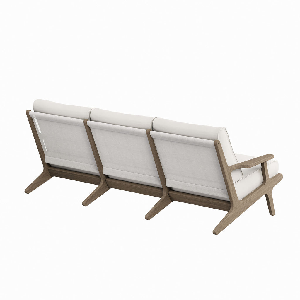 Saratoga Outdoor Patio Teak Sofa - Weathered Gray White