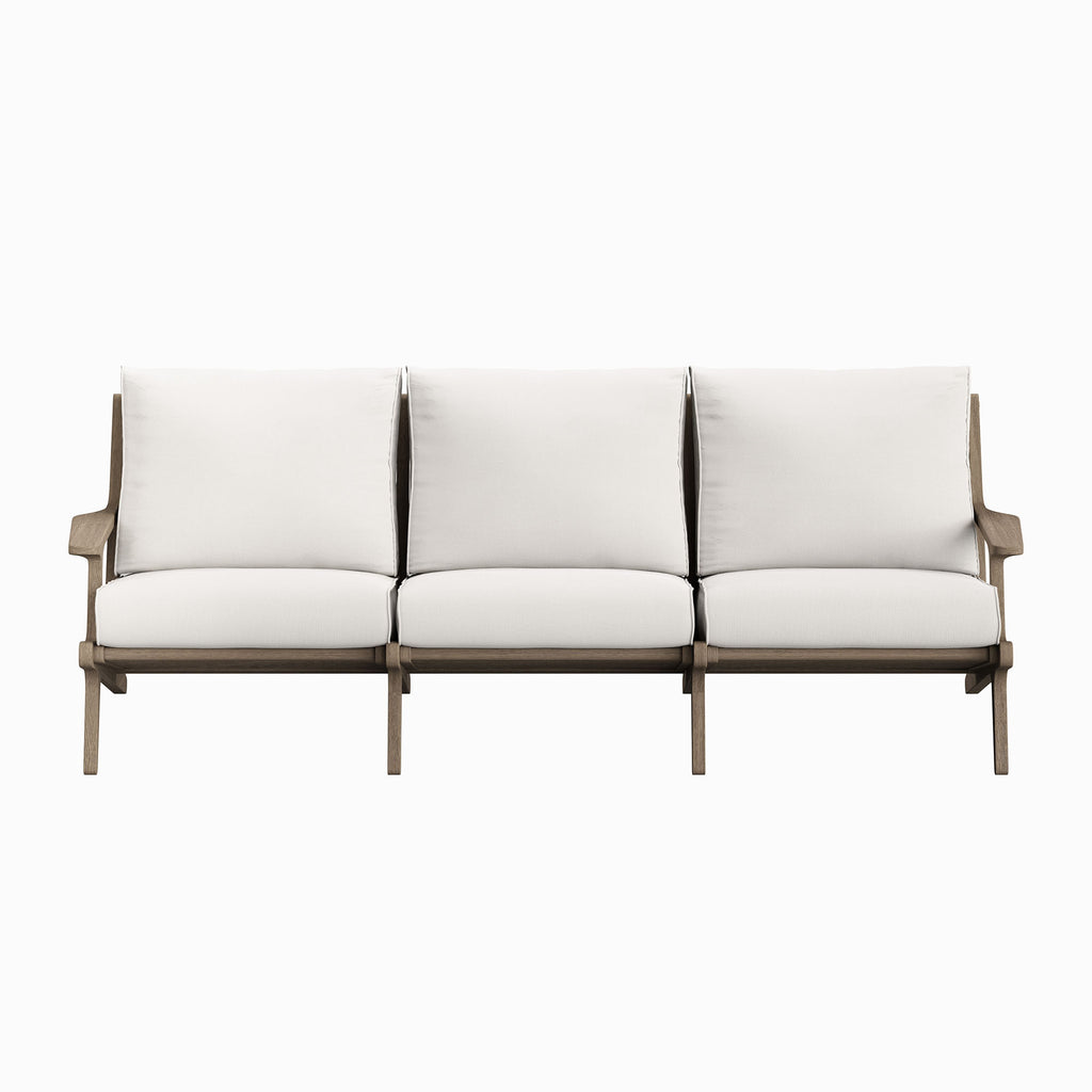 Saratoga Outdoor Patio Teak Sofa - Weathered Gray White