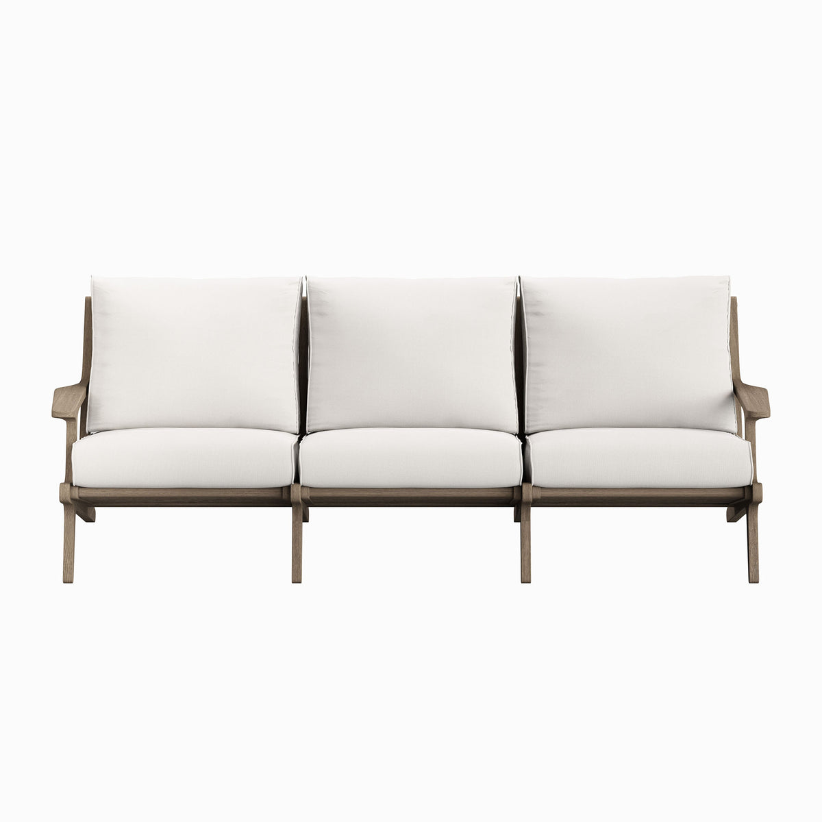 Saratoga Outdoor Patio Teak Sofa - Weathered Gray White