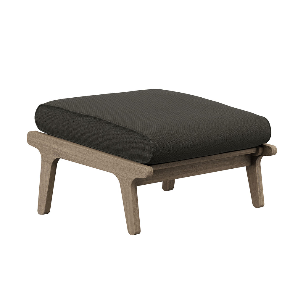 Saratoga Outdoor Patio Teak Wood Chair and Ottoman Set - Weathered Gray Flint