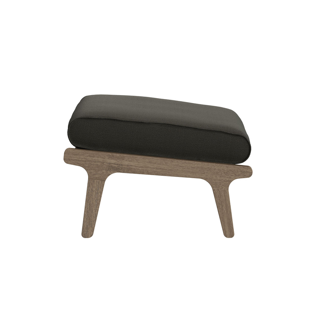 Saratoga Outdoor Patio Teak Wood Chair and Ottoman Set - Weathered Gray Flint