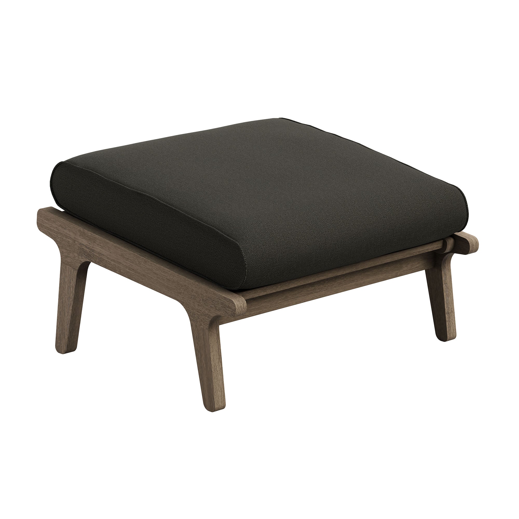 Saratoga Outdoor Patio Teak Ottoman - Weathered Gray Flint
