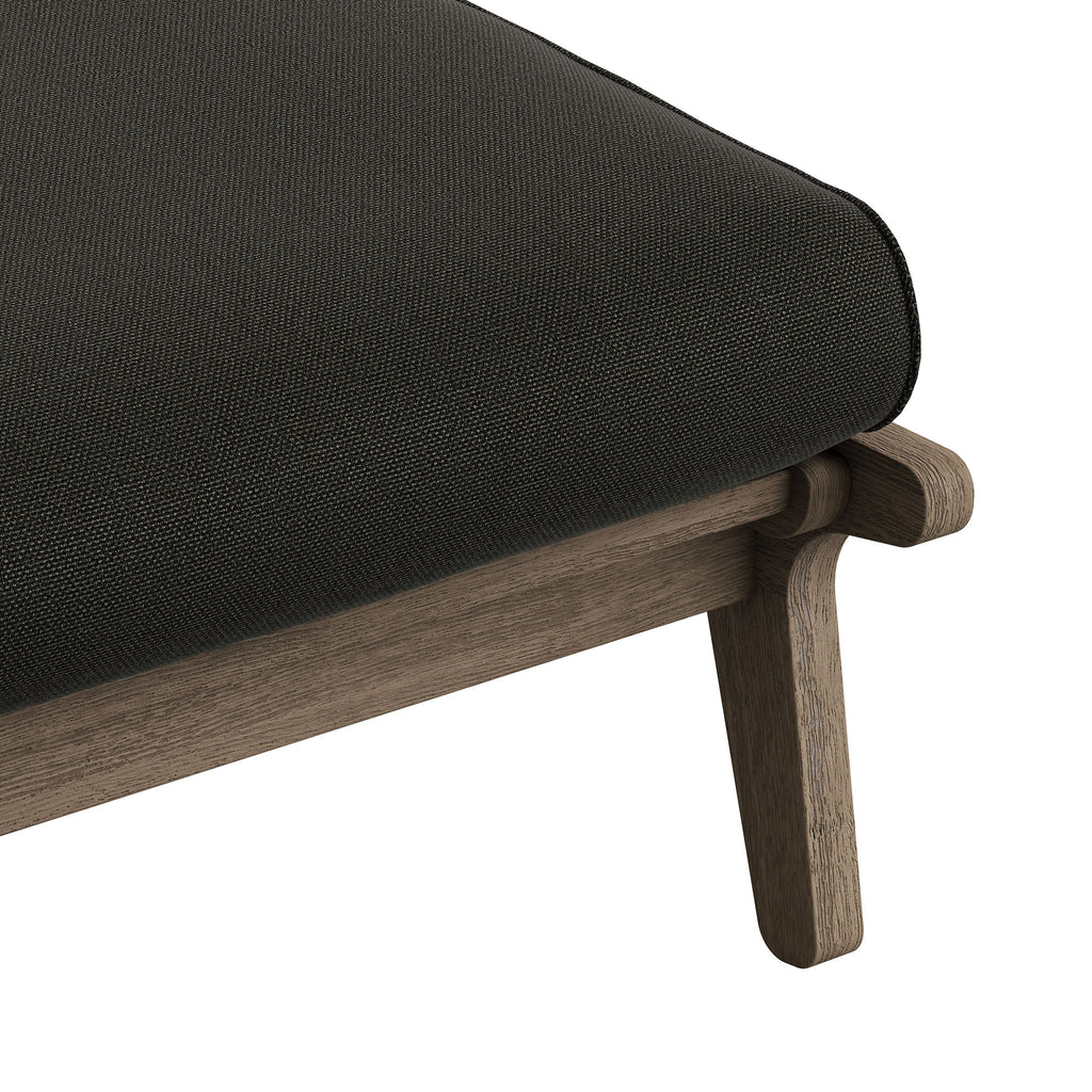 Saratoga Outdoor Patio Teak Ottoman - Weathered Gray Flint