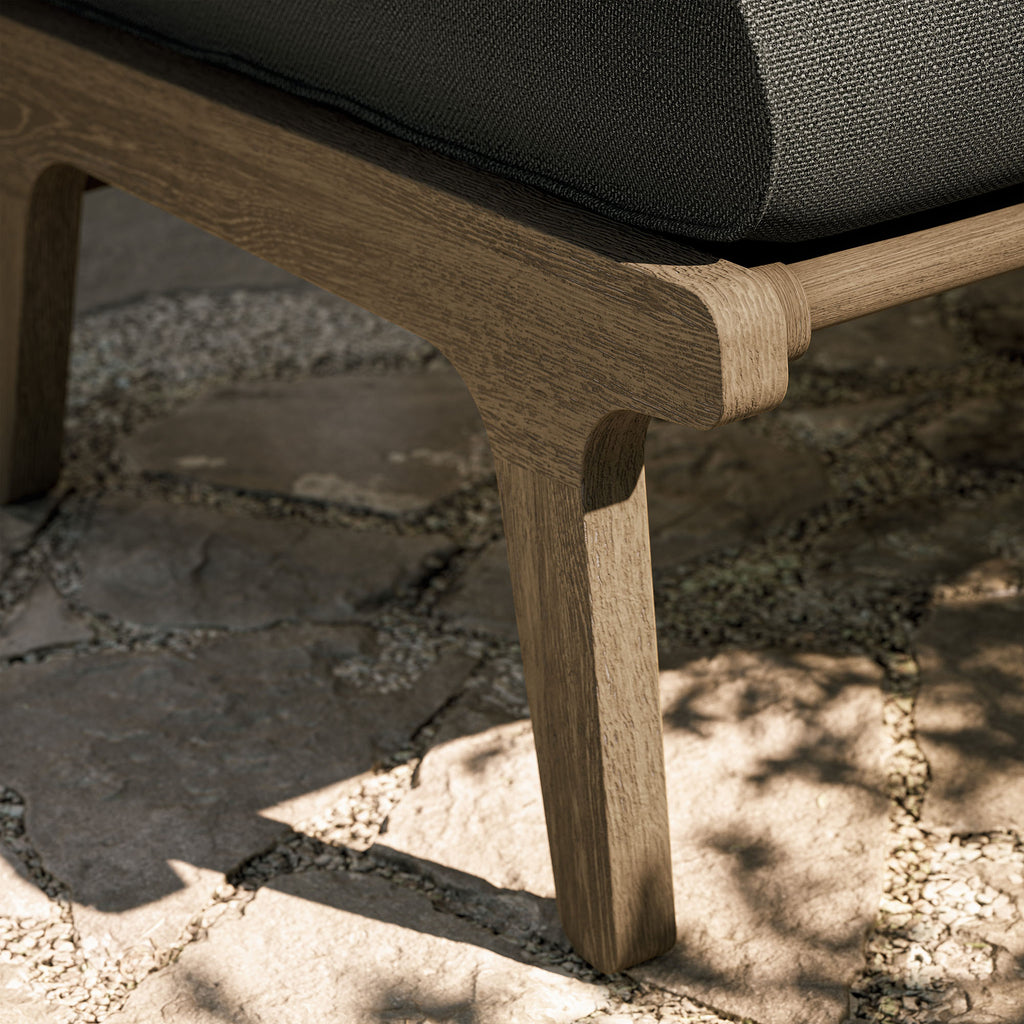 Saratoga Outdoor Patio Teak Ottoman - Weathered Gray Flint
