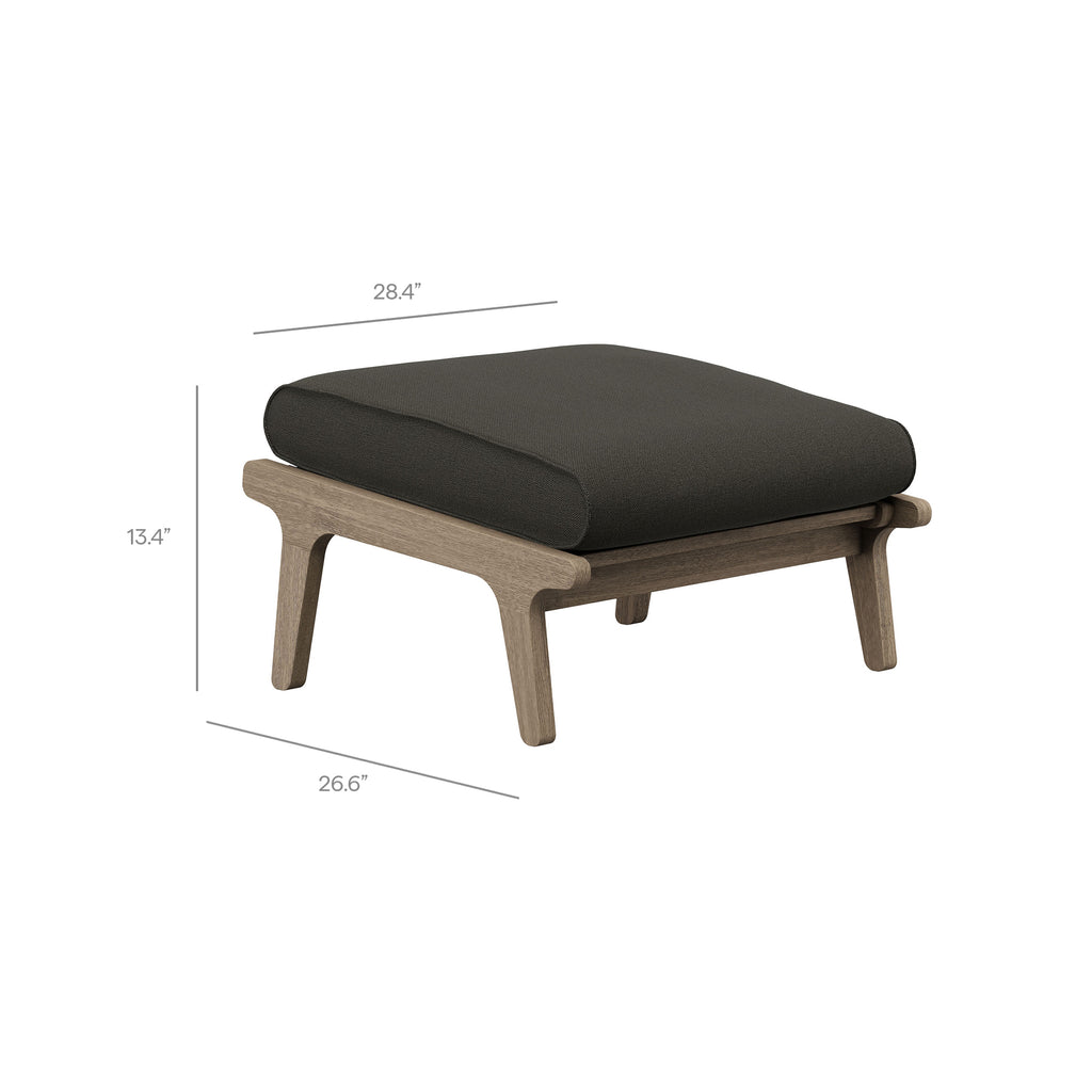 Saratoga Outdoor Patio Teak Ottoman - Weathered Gray Flint