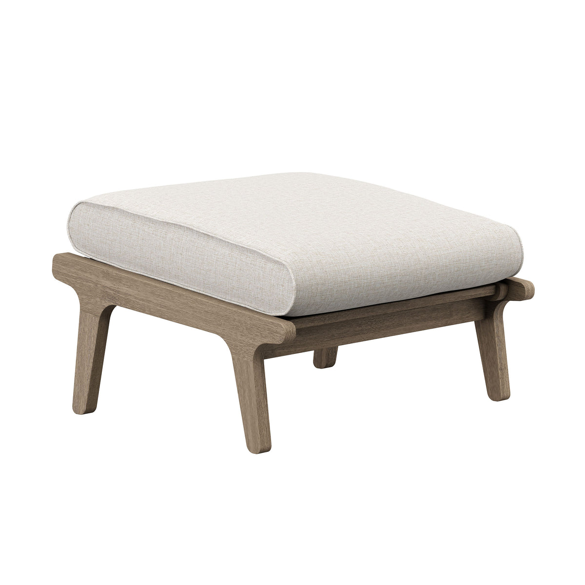 Saratoga Outdoor Patio Teak Wood Chair and Ottoman Set - Weathered Gray Pebble