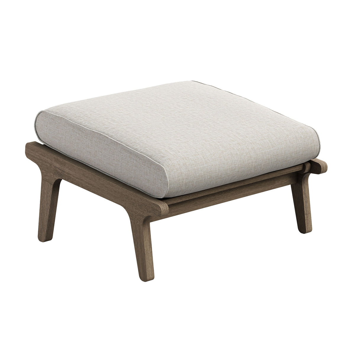 Saratoga Outdoor Patio Teak Ottoman - Weathered Gray Pebble