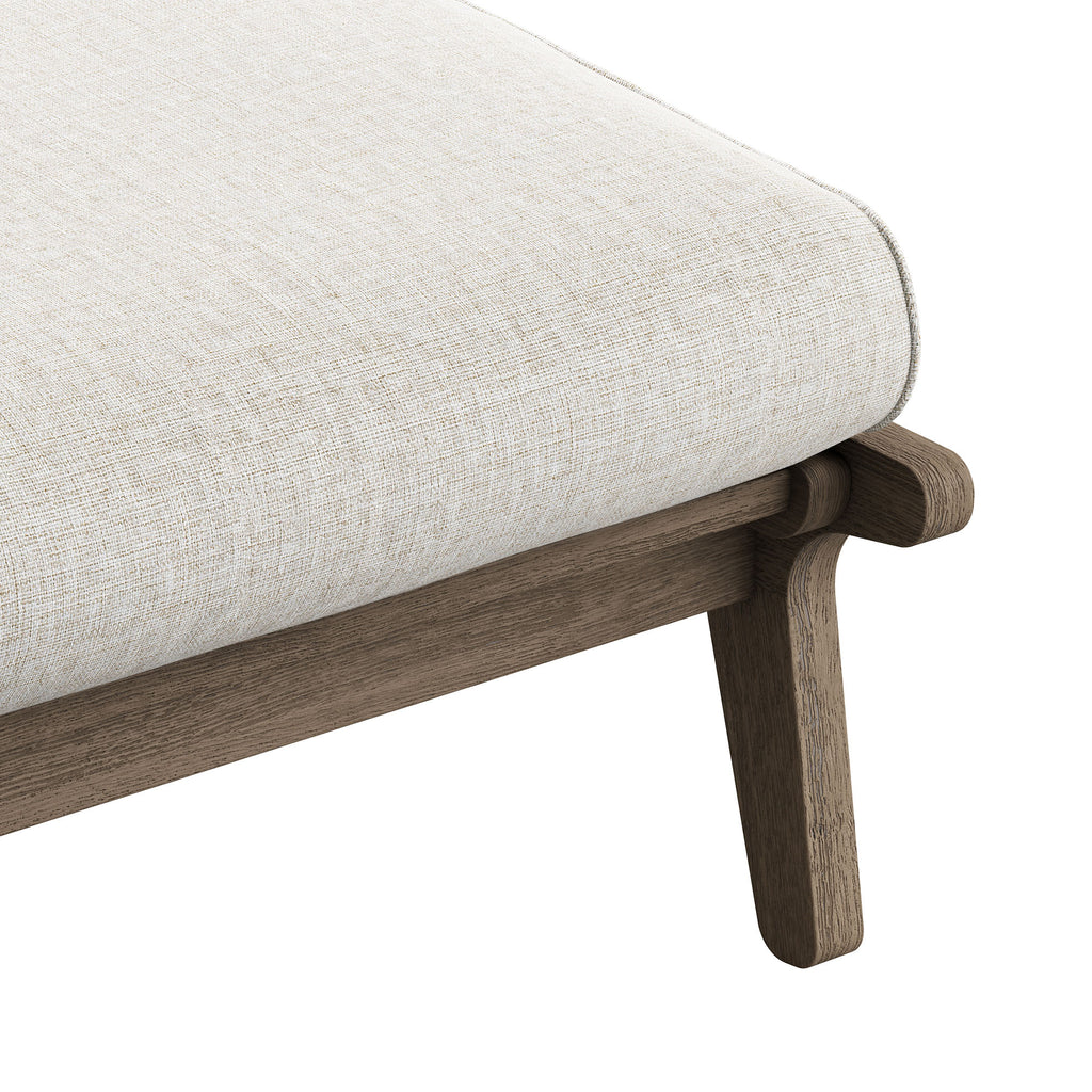 Saratoga Outdoor Patio Teak Ottoman - Weathered Gray Pebble