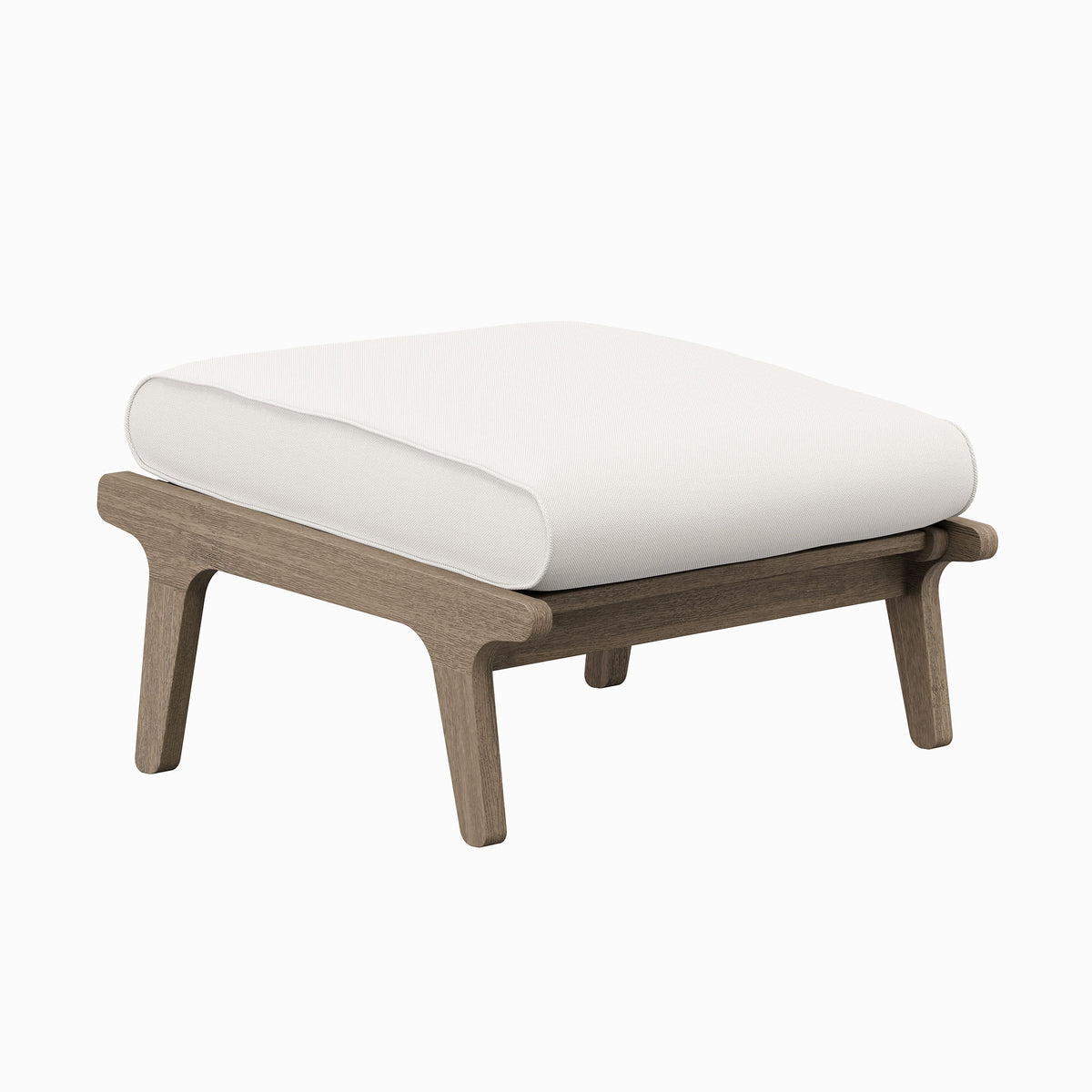 Saratoga Outdoor Patio Teak Wood Chair and Ottoman Set - Weathered Gray White