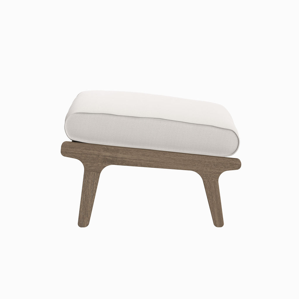 Saratoga Outdoor Patio Teak Ottoman - Weathered Gray White