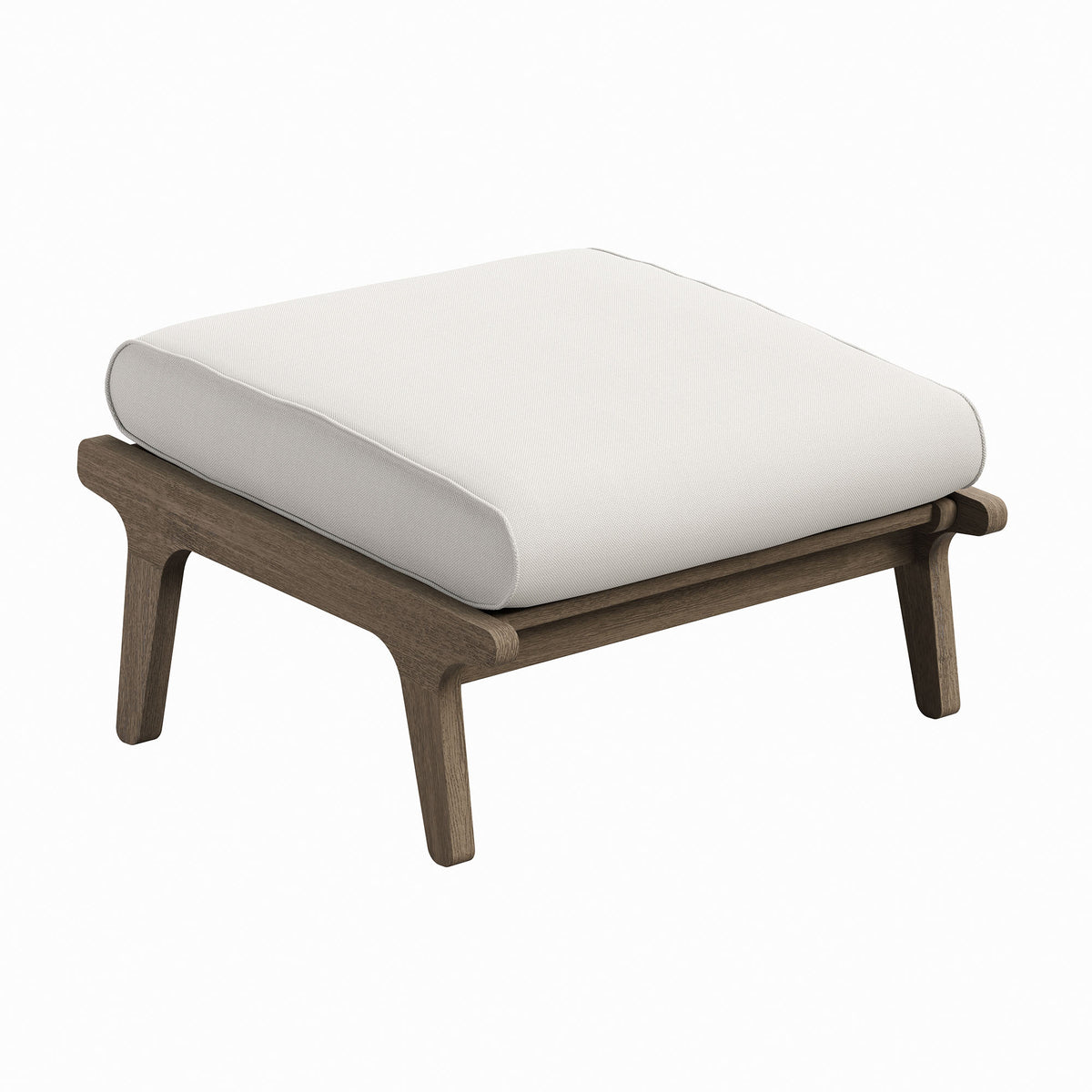 Saratoga Outdoor Patio Teak Ottoman - Weathered Gray White