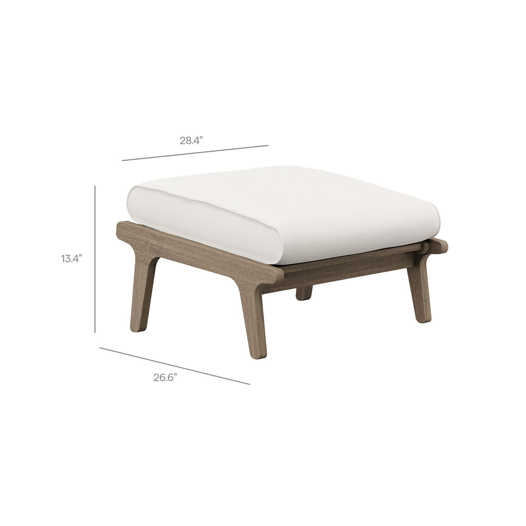 Saratoga Outdoor Patio Teak Ottoman - Weathered Gray White