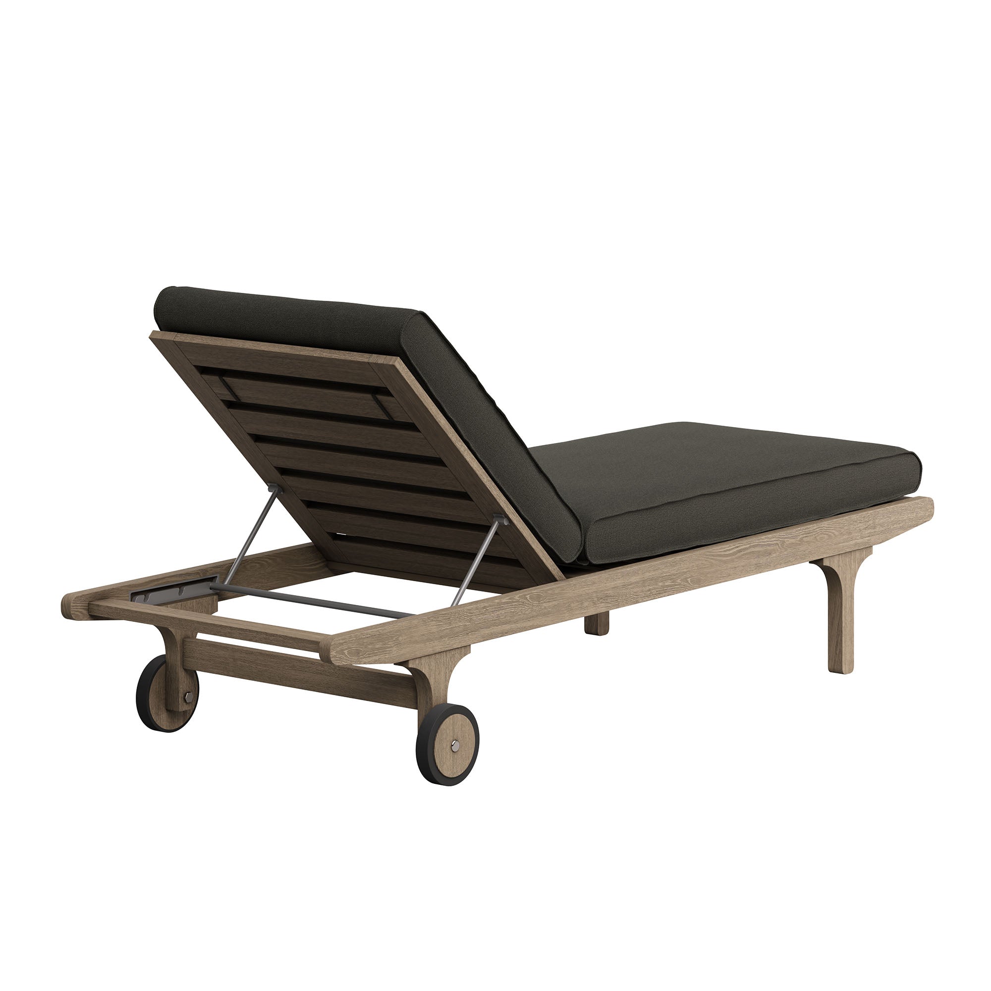 Saratoga Outdoor Patio Teak Wood 3-Piece Chaise Lounge Furniture Set - Weathered Gray Flint
