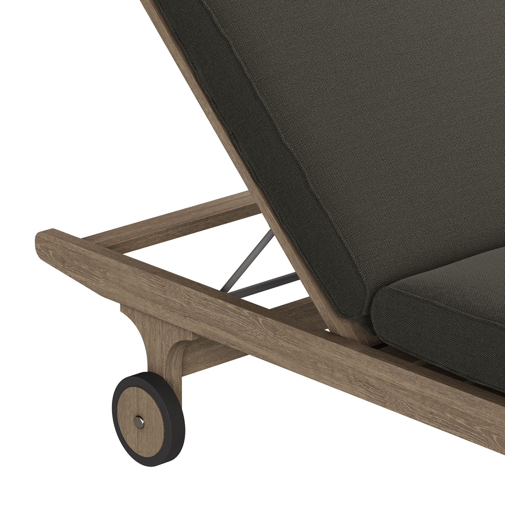 Saratoga Outdoor Patio Teak Chaise Lounge Chair - Weathered Gray Flint