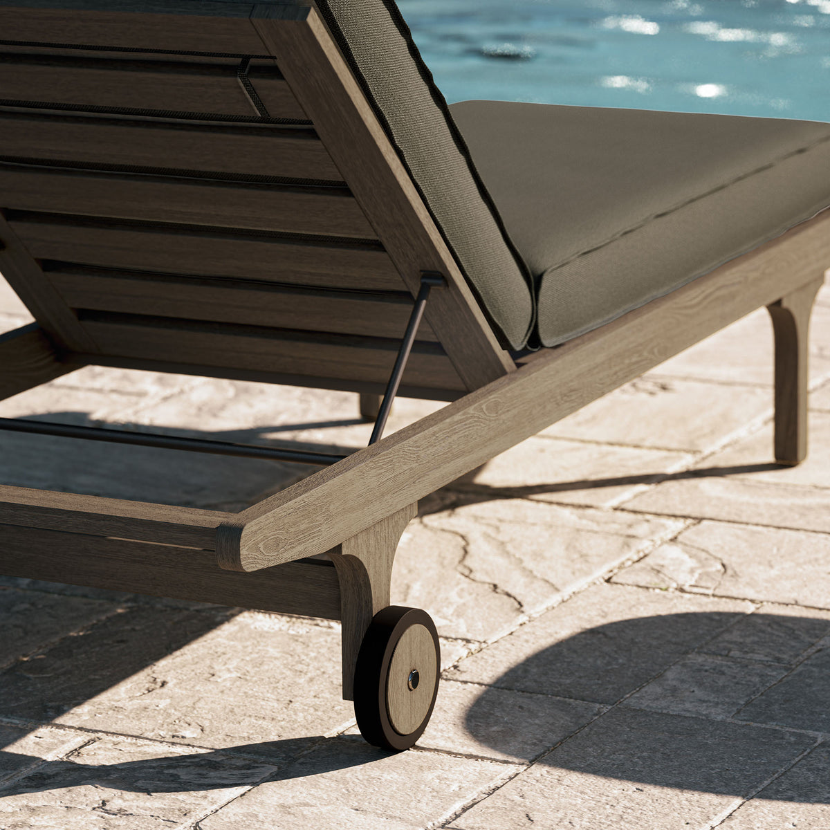 Saratoga Outdoor Patio Teak Chaise Lounge Chair - Weathered Gray Flint
