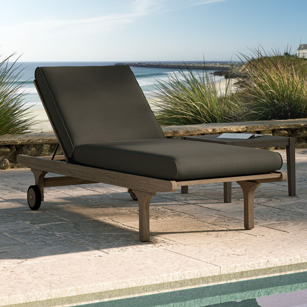 Saratoga Outdoor Patio Teak Chaise Lounge Chair - Weathered Gray Flint
