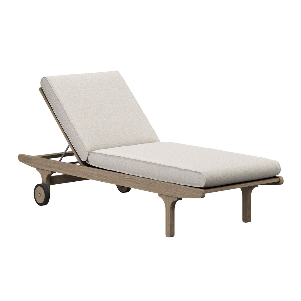 Saratoga Outdoor Patio Teak Chaise Lounge Chair - Weathered Gray Pebble