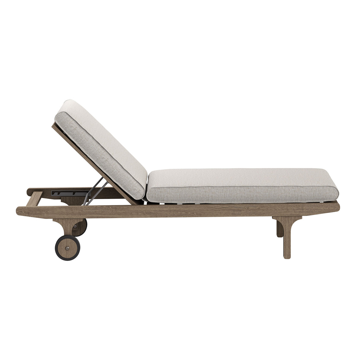 Saratoga Outdoor Patio Teak Chaise Lounge Chair - Weathered Gray Pebble
