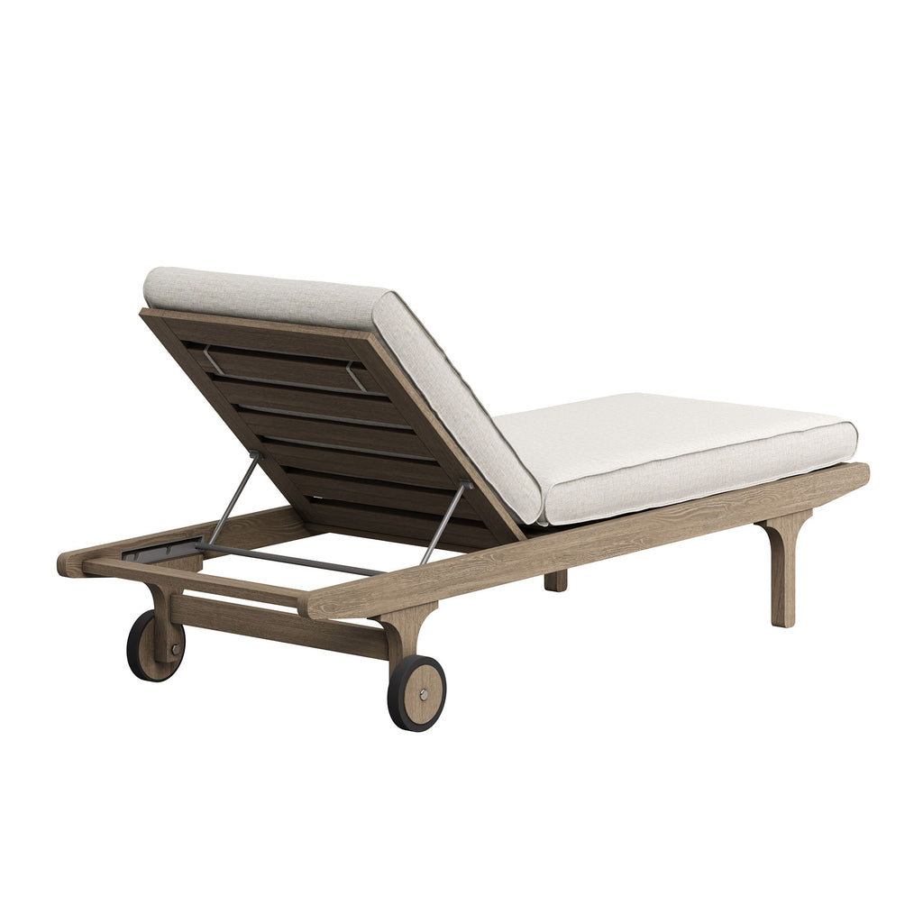 Saratoga Outdoor Patio Teak Chaise Lounge Chair - Weathered Gray Pebble