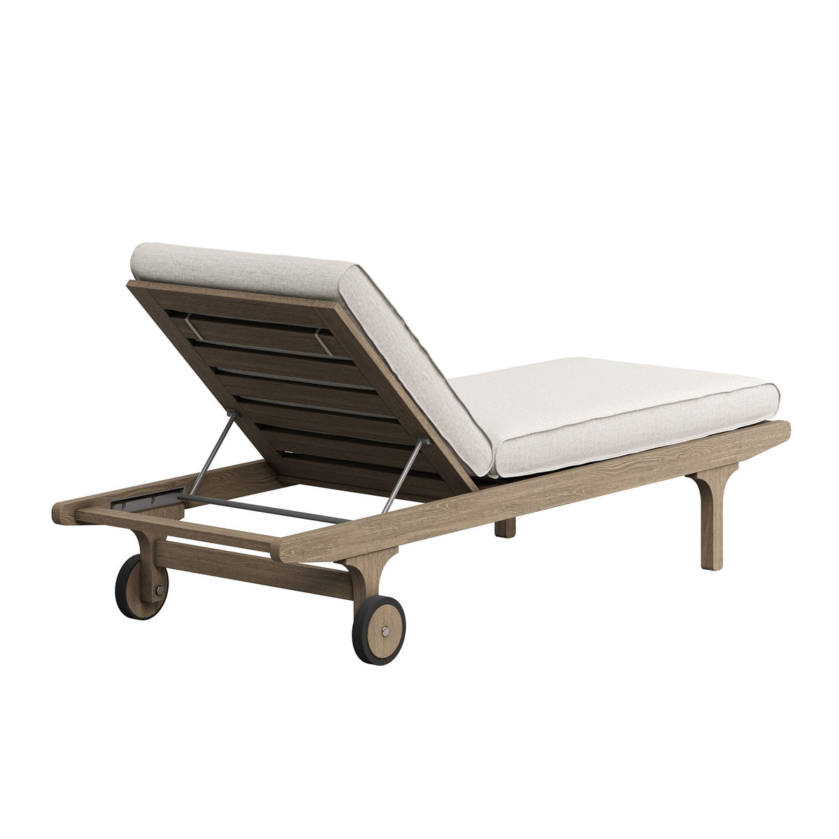 Saratoga Outdoor Patio Teak Chaise Lounge Chair - Weathered Gray Pebble