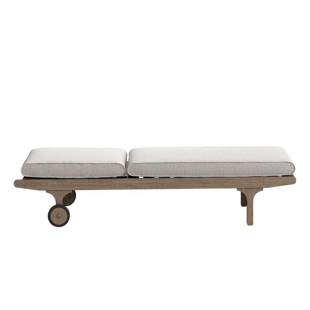 Saratoga Outdoor Patio Teak Chaise Lounge Chair - Weathered Gray Pebble