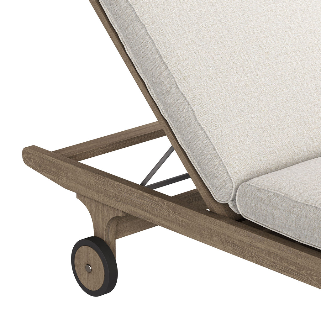 Saratoga Outdoor Patio Teak Chaise Lounge Chair - Weathered Gray Pebble