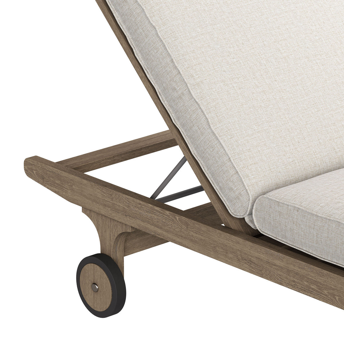 Saratoga Outdoor Patio Teak Chaise Lounge Chair - Weathered Gray Pebble