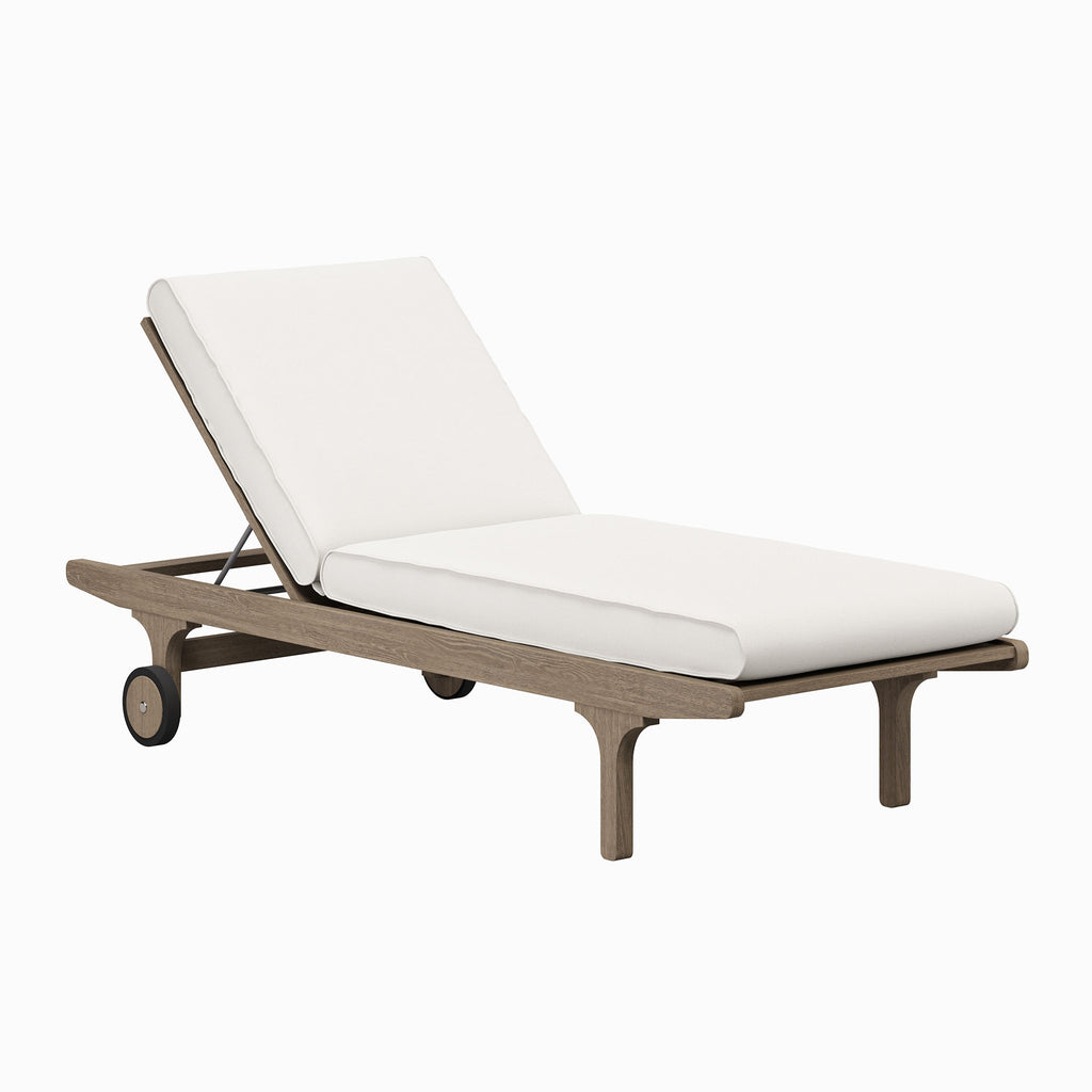 Saratoga Outdoor Patio Teak Chaise Lounge Chair - Weathered Gray White