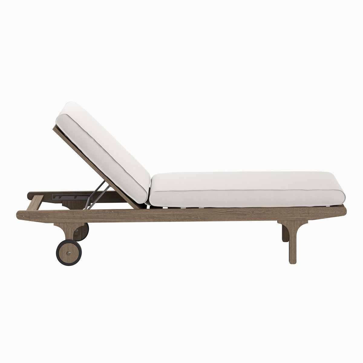 Saratoga Outdoor Patio Teak Chaise Lounge Chair - Weathered Gray White
