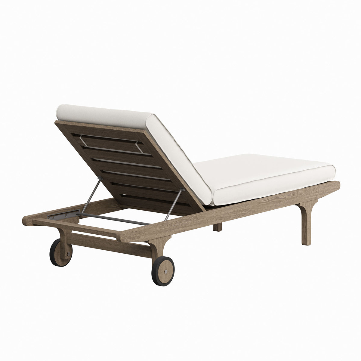 Saratoga Outdoor Patio Teak Chaise Lounge Chair - Weathered Gray White