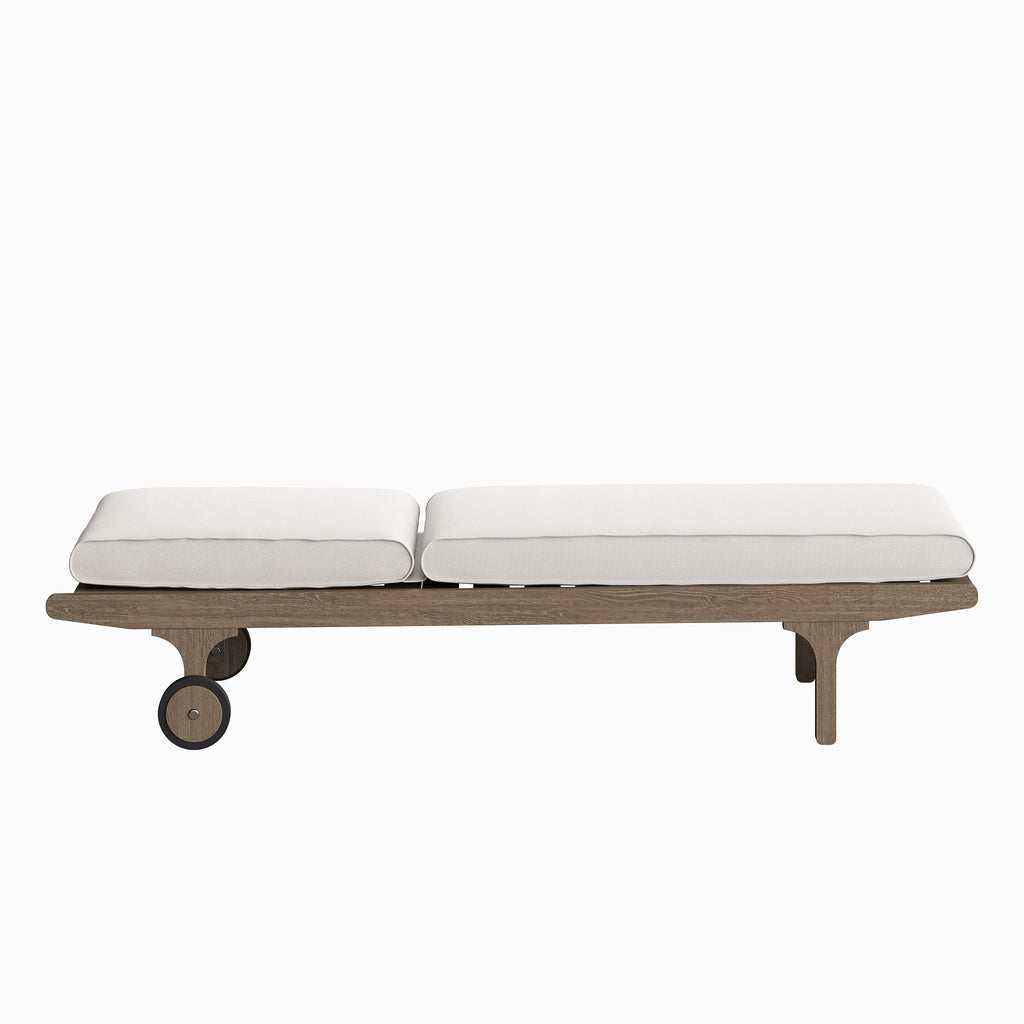 Saratoga Outdoor Patio Teak Chaise Lounge Chair - Weathered Gray White