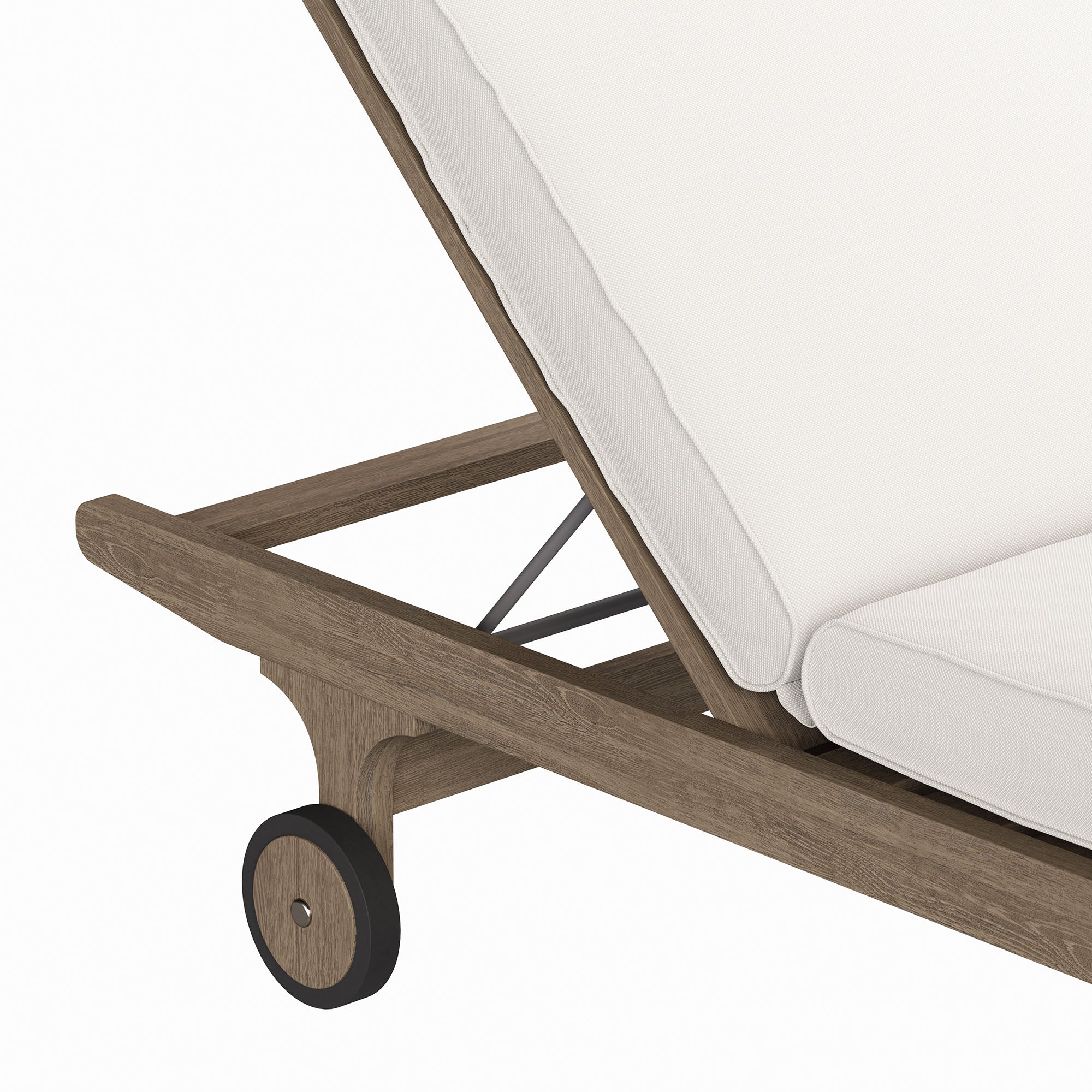 Saratoga Outdoor Patio Teak Chaise Lounge Chair - Weathered Gray White