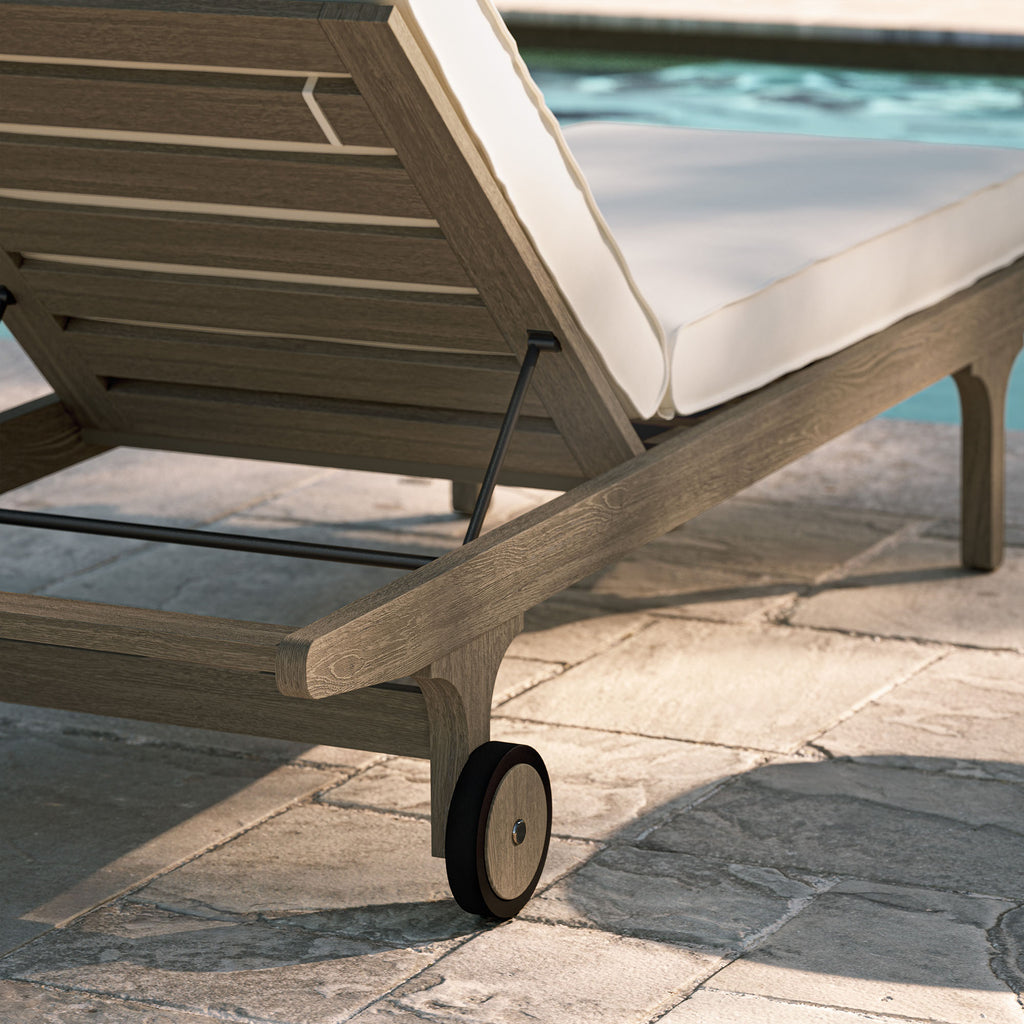 Saratoga Outdoor Patio Teak Chaise Lounge Chair - Weathered Gray White